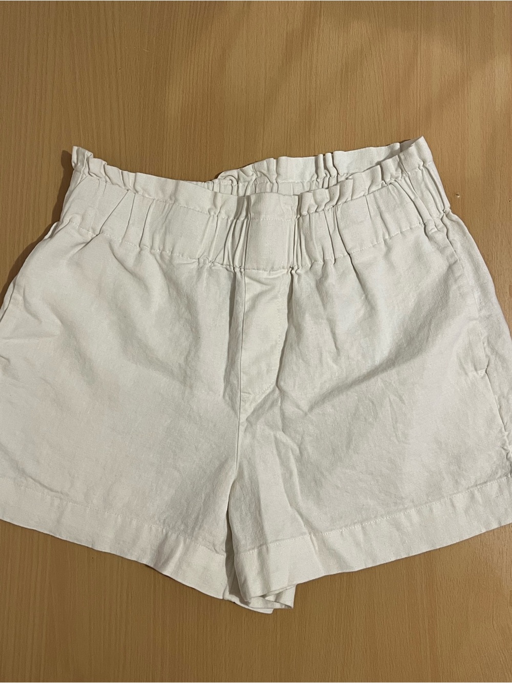 a new day White High-Waist Elastic Linen-Blend Shorts